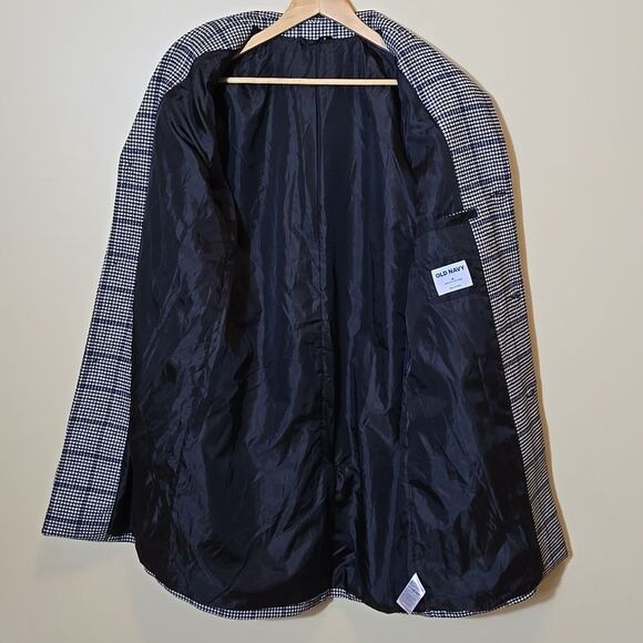 Old Navy Men's Wool Blend Oversized Topcoat Long Length Grey Plaid Old Money - Picture 15 of 16